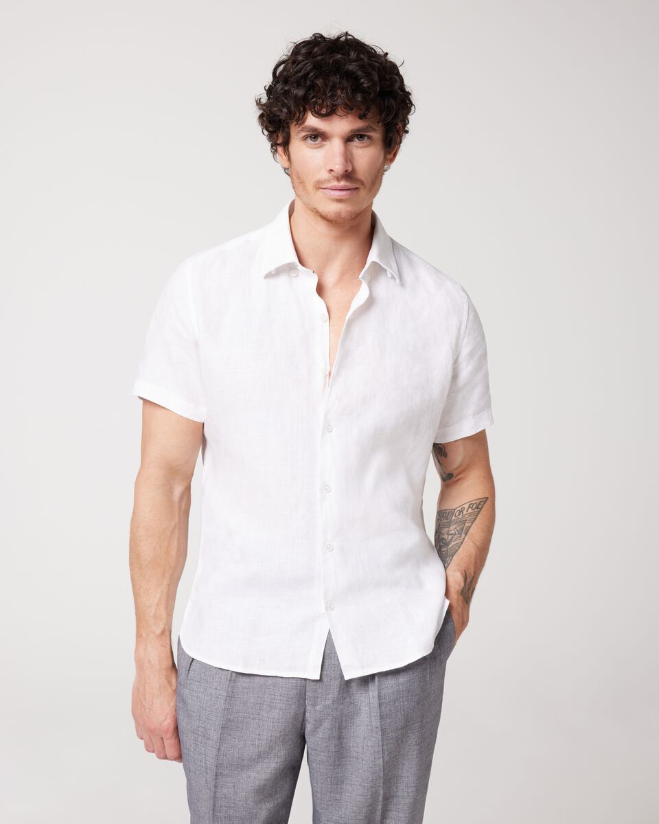 Slim Fit Short Sleeve French Linen Shirt 